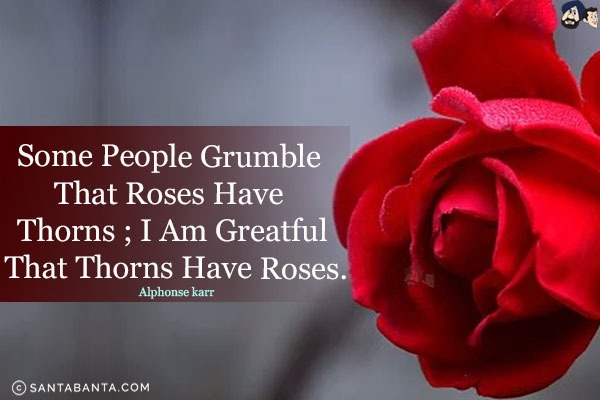 Some people grumble that roses have thorns; I am grateful that thorns have roses.