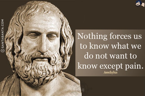 Nothing forces us to know What we do not want to know except pain.