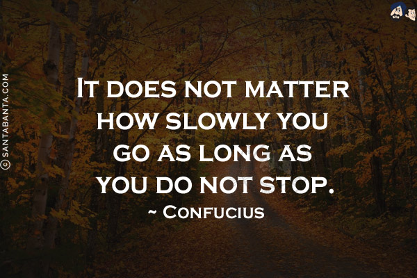 It does not matter how slowly you go as long as you do not stop.