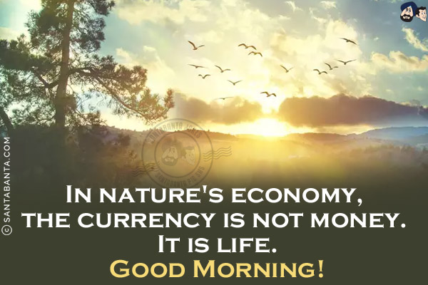 In nature's economy, the currency is not money. It is life.<br/>
Good Morning!