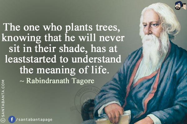 The one who plants trees, knowing that he will never sit in their shade, has at least started to understand the meaning of life.