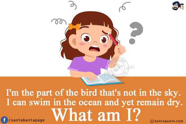 I'm the part of the bird that's not in the sky. I can swim in the ocean and yet remain dry. What am I?