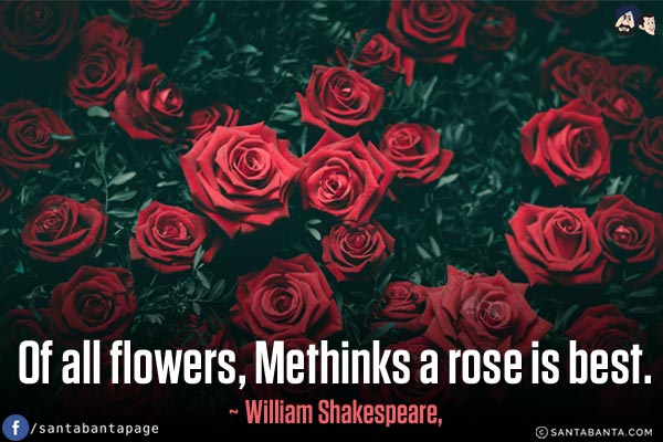 Of all flowers, Methinks a rose is best.