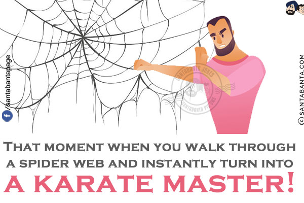 That moment when you walk through a spider web and instantly turn into a karate master!