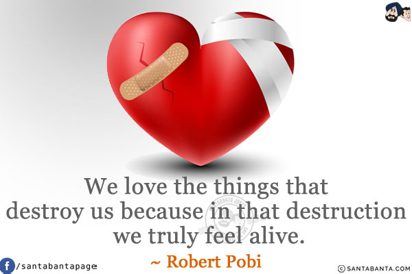 We love the things that destroy us because in that destruction we truly feel alive.