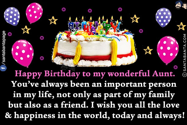 Happy Birthday to my wonderful Aunt.<br/>
You've always been an important person in my life, not only as part of my family but also as a friend. I wish you all the love & happiness in the world, today and always!