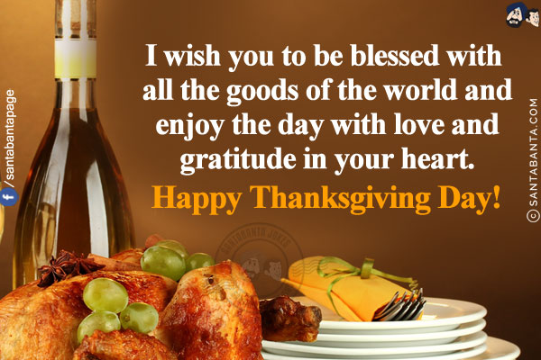 I wish you to be blessed with all the goods of the world and enjoy the day with love and gratitude in your heart.<br/>
Happy Thanksgiving Day!