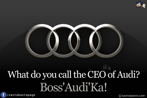 What do you call the CEO of Audi?<br/>
Boss'Audi'Ka!