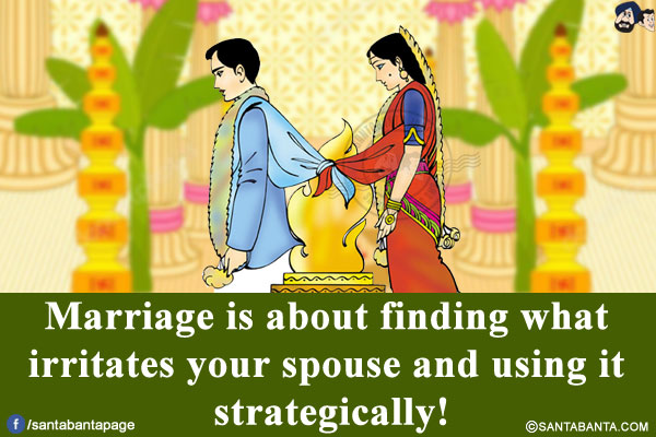 Marriage is about finding what irritates your spouse and using it strategically!