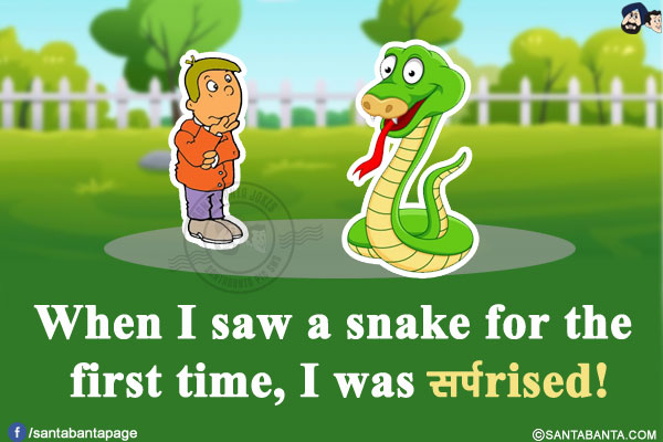 When I saw a snake for the first time, I was सर्पrised!