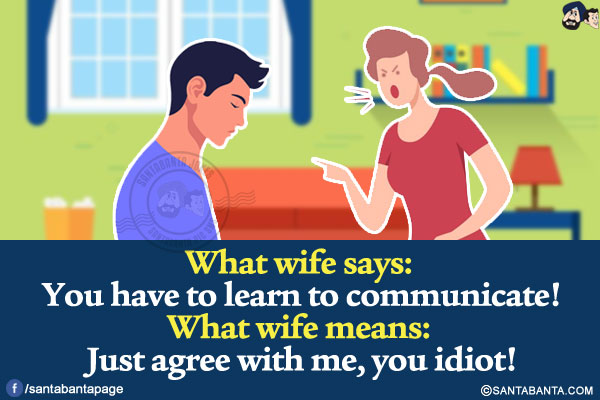 What wife says: You have to learn to communicate!<br/>
What wife means: Just agree with me, you idiot!