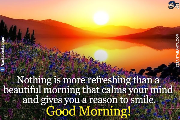 Nothing is more refreshing than a beautiful morning that calms your mind and gives you a reason to smile.</br>
Good Morning!