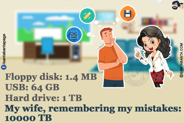 Floppy disk: 1.4 MB</br>
USB: 64 GB</br>
Hard drive: 1 TB</br>
My wife, remembering my mistakes: 10000 TB