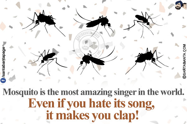 Mosquito is the most amazing singer in the world. Even if you hate its song, it makes you clap!