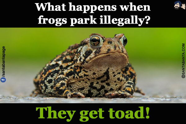 What happens when frogs park illegally?</br>
They get toad!