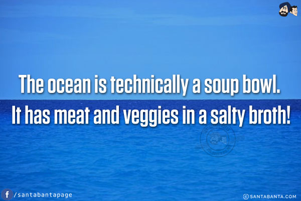 The ocean is technically a soup bowl. It has meat and veggies in a salty broth!