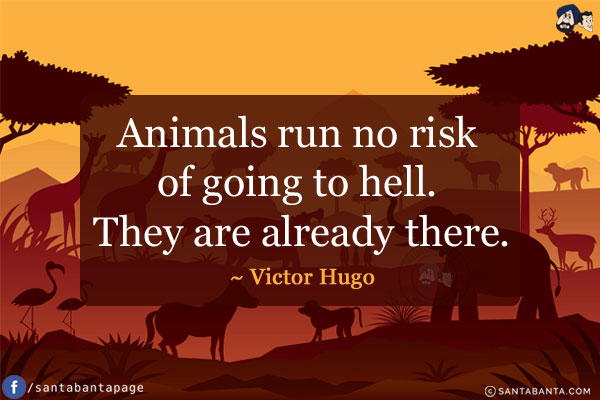 Animals run no risk of going to hell. They are already there.