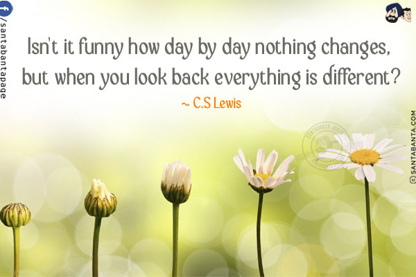 Isn't it funny how day by day nothing changes, but when you look back everything is different?