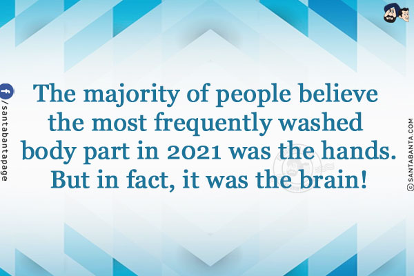 The majority of people believe the most frequently washed body part in 2021 was the hands.<br/>
But in fact, it was the brain!