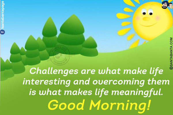 Challenges are what make life interesting and overcoming them is what makes life meaningful.<br/>
Good Morning!