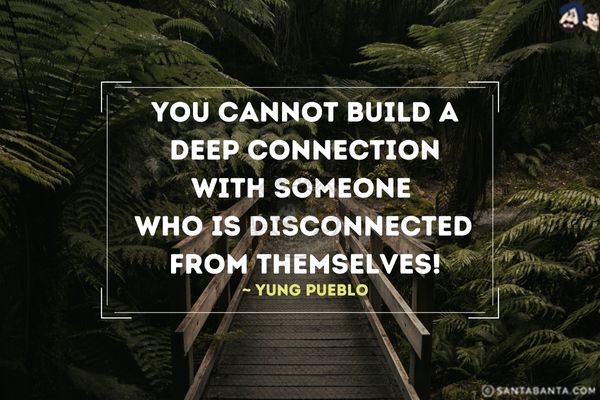 You cannot build a deep connection with someone who is disconnected from themselves.