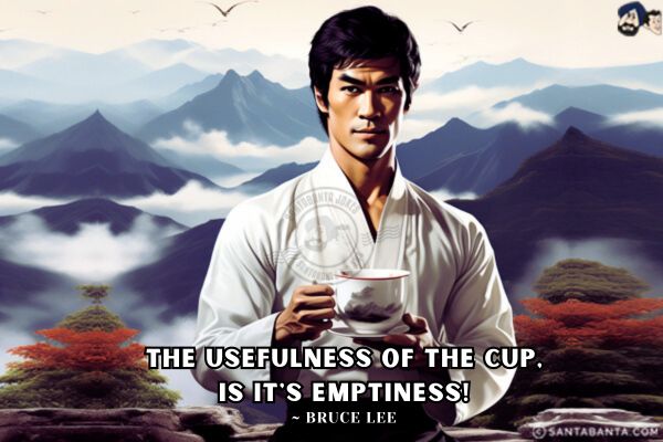 The usefulness of the cup,
is it's emptiness. 
Bruce Lee