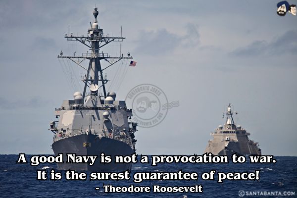 A good Navy is not a provocation to war. It is the surest guarantee of peace.