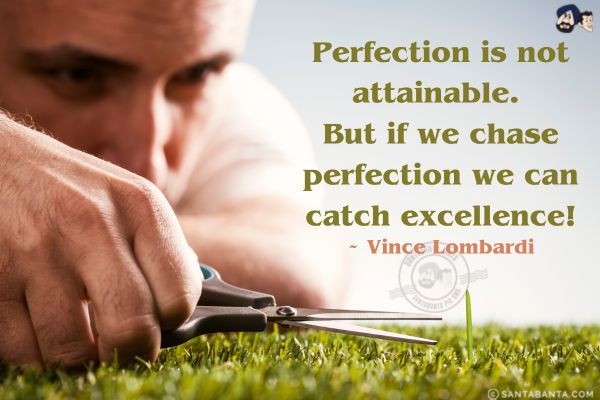 Perfection is not attainable. But if we chase perfection we can catch excellence!