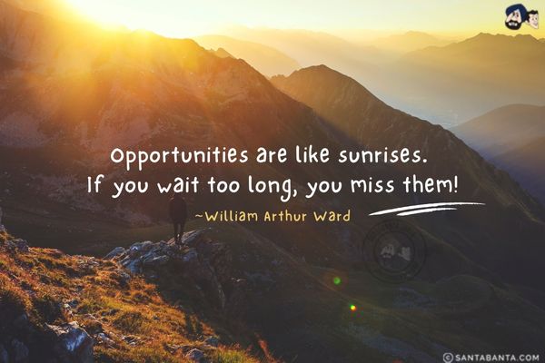 Opportunities are like sunrises. If you wait too long, you miss them