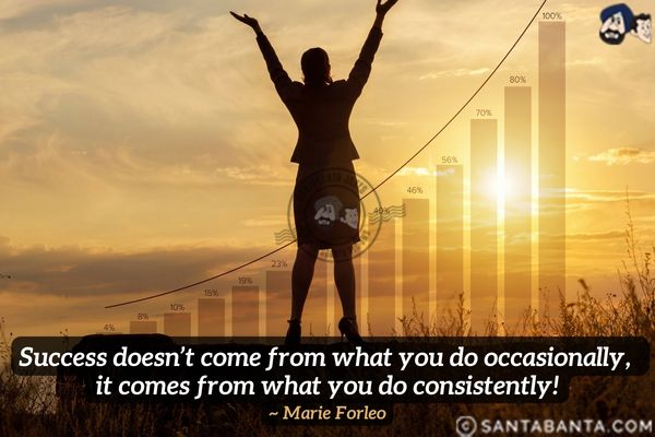 Success doesn't come from what you do occasionally, it comes from what you do consistently.