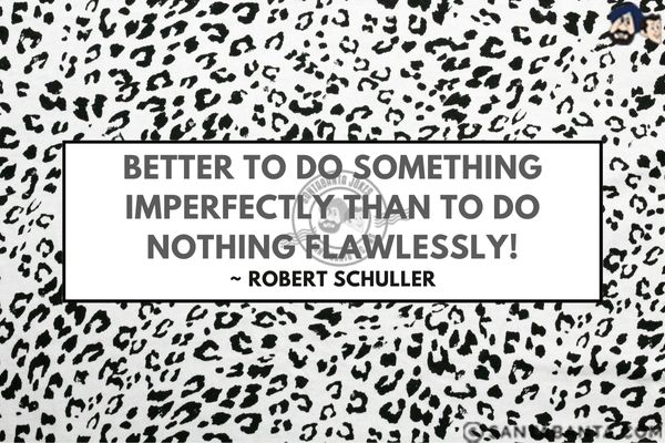 Better to do something  imperfectly than to do nothing flawlessly.