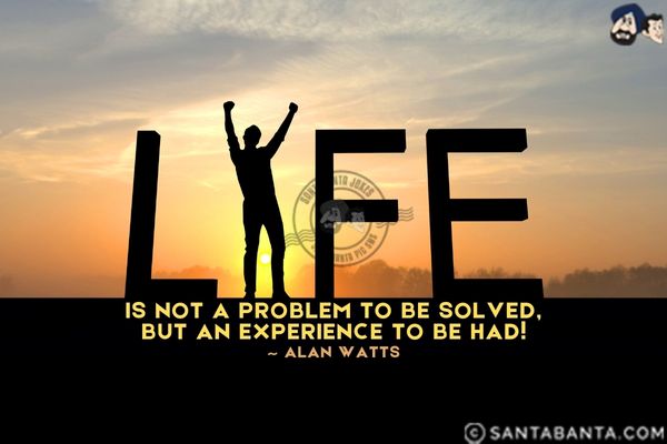 Life is not a problem to be solved, but an experience to be had.