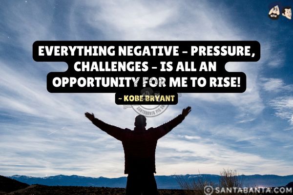 Everything negative - pressure, challenges - is all an opportunity for me to  rise.