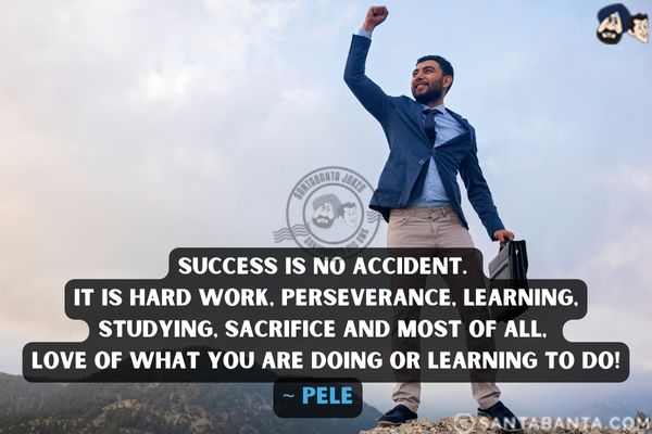 Success is no accident. It is hard work, perseverance, learning, studying, sacrifice and most of all, love of what you are doing or learning to  do.