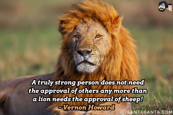 A truly strong person does not need the  approval of others any more than a lion needs the approval of sheep.