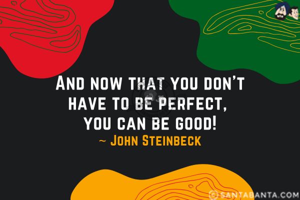 And now that you don't have  to be perfect, you can be good.