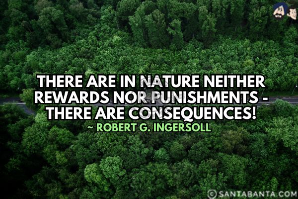 There are in nature neither rewards nor punishments - there are consequences.