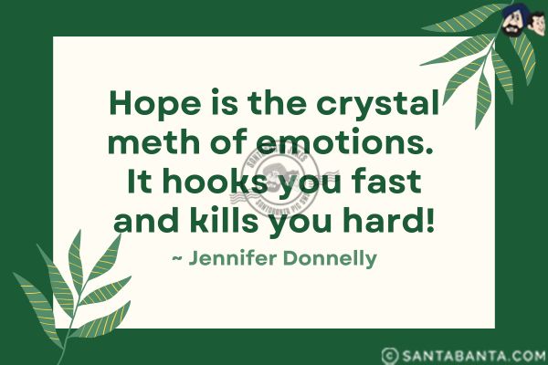 Hope is the crystal meth of emotions. It hooks you fast and kills you hard.