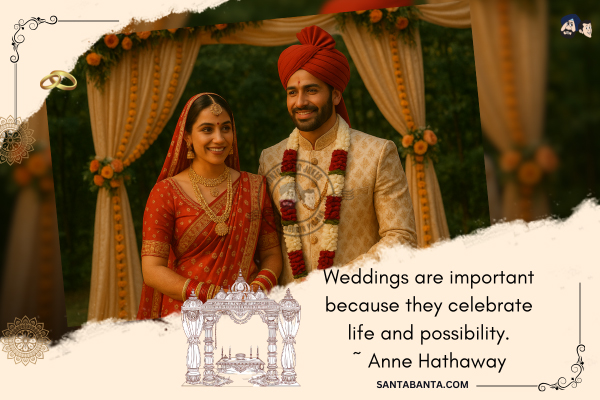 Weddings are important because they celebrate life and possibility.
