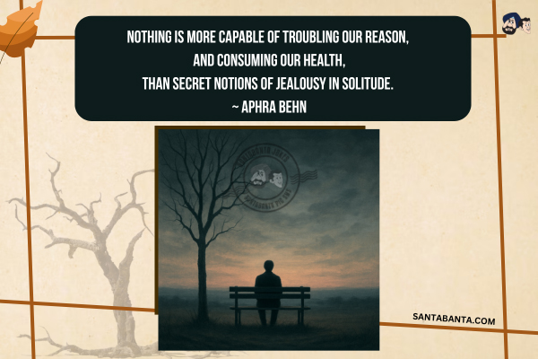 Nothing is more capable of troubling our reason, and consuming our health, than secret notions of jealousy in solitude.