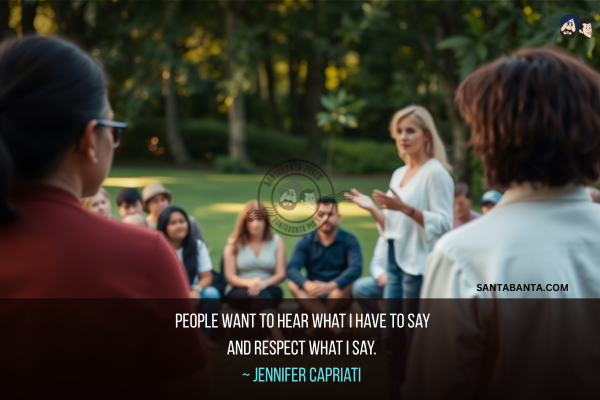 People want to hear what I have to say and respect what I say.