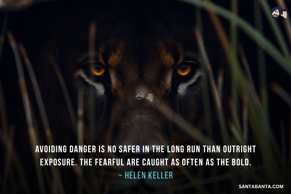 Avoiding danger is no safer in the long run than outright exposure. The fearful are caught as often as the bold.
