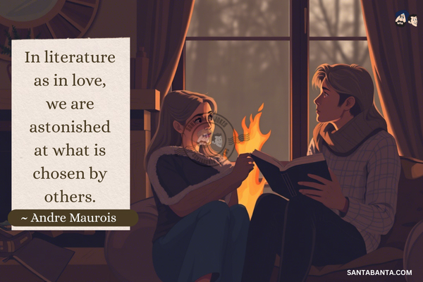 In literature  as in love, we are astonished at what is chosen by others.
