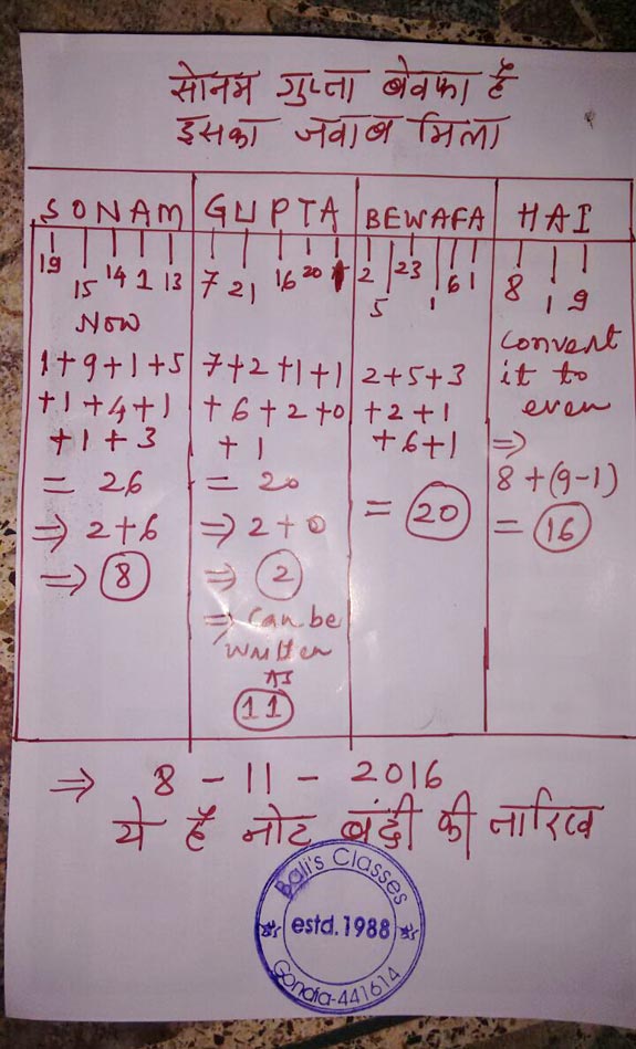 Sonam Gupta and Demonetisation