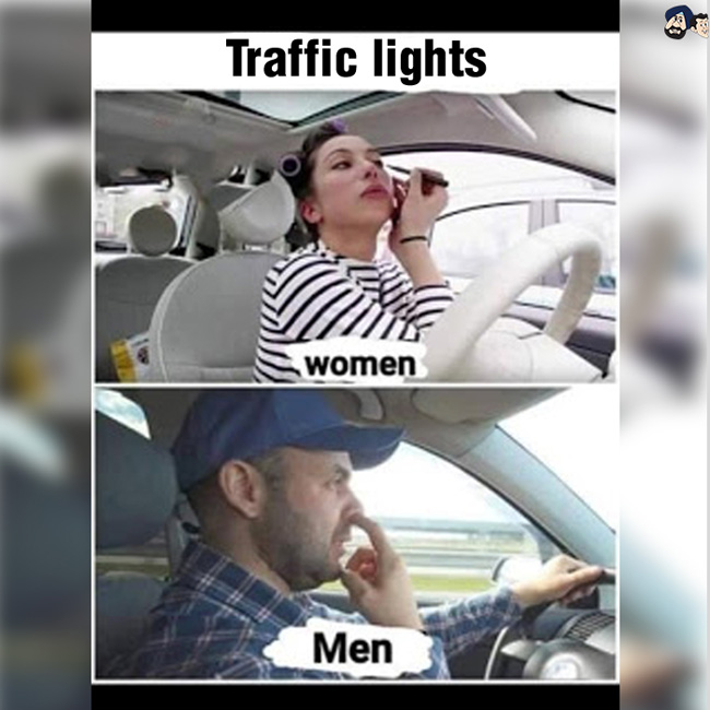 Man vs Woman at Traffic Lights