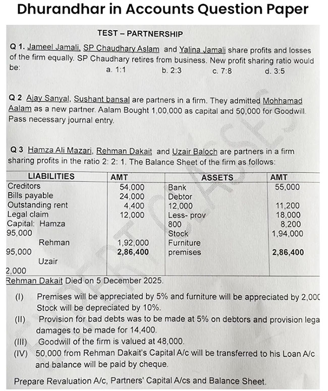 Dhurandhar Inspires Accounts Exam Paper