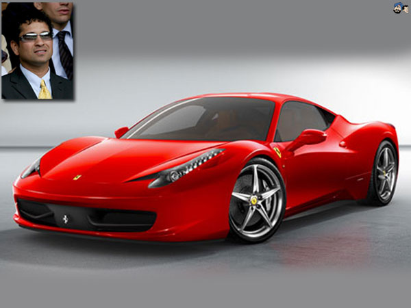 Sachin on the Ferrari