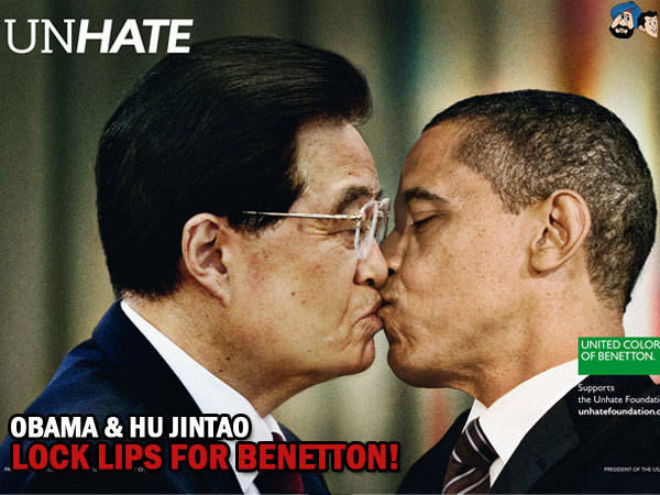 Obama & Hu Jintao Lock Lips for Benetton!