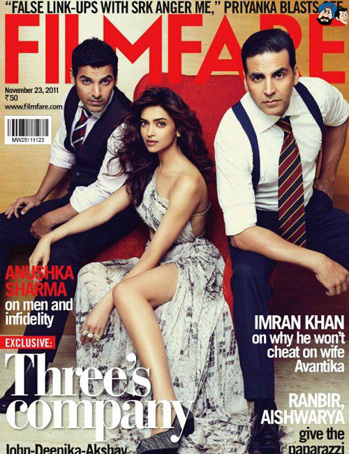 John, Deepika & Akshay - Filmfare