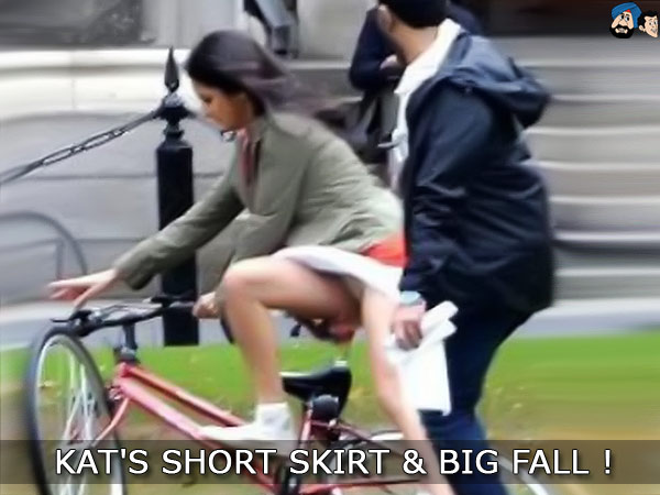 Kat's Short Skirt & Big Fall !